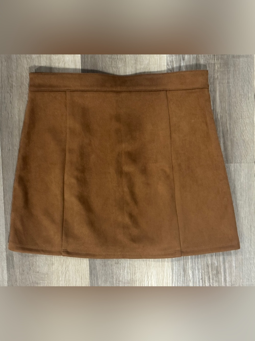 Altar'd State Brown Faux Suede Front-Zip Mini Skirt - Made in the USA - Picture 6 of 9